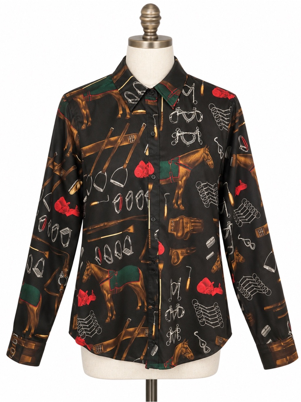 Ralph Lauren Vintage Button Shirt Equestrian Riding Tack Heritage Horsebit L - Picture 2 of 5